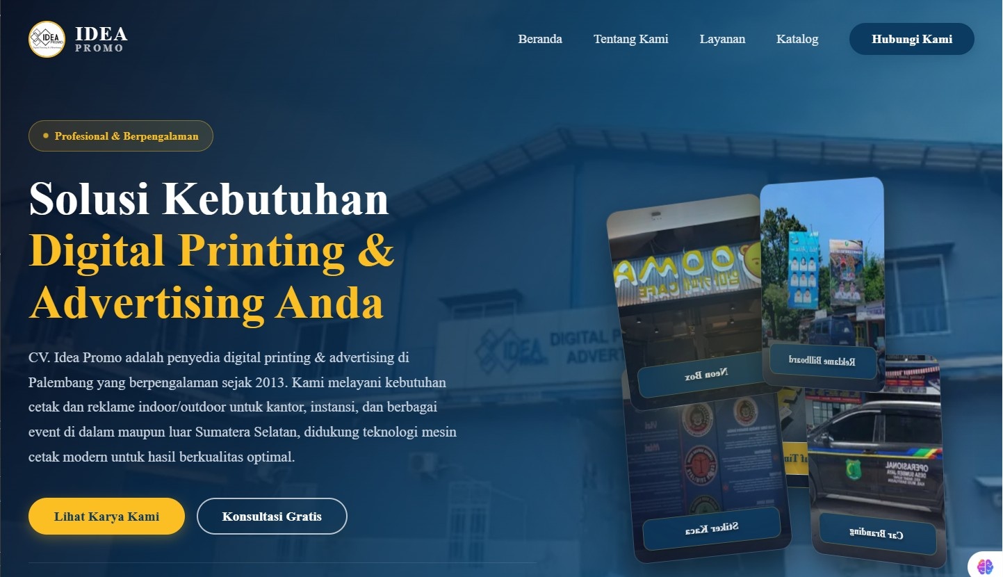 Web Company Profile - Idea Promo (Digital Printing & Advertising)